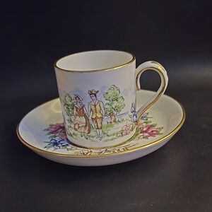 Crown Staffordshire "Evangeline's Acadian Gardens" bone china teacup and saucer